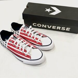 CONVERSE 167838F CHUCK TAYLOR ALL STAR  OX WHITE/ OBSIDIAN/ RED UNISEX SHOES